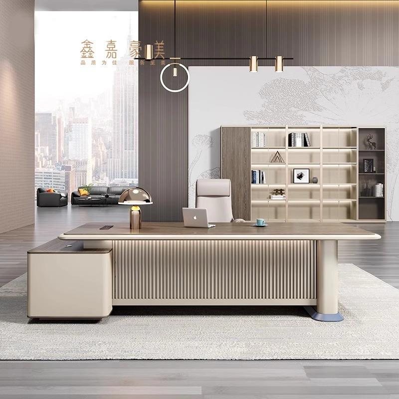 大板桌椅组合总裁办公大简约老现代轻奢烤漆班台QSZ-2气经理桌椅