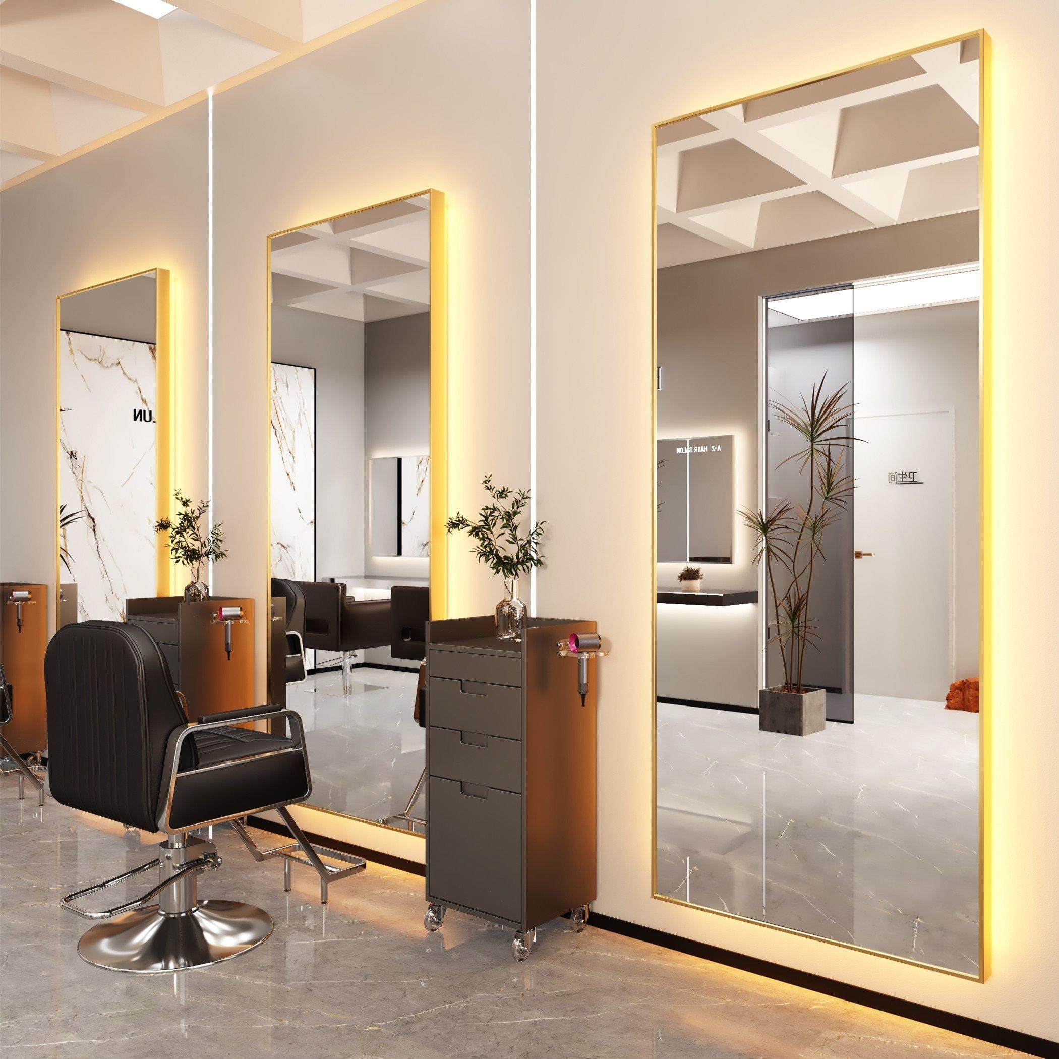 网红理髲店镜子落地单双面带灯带边框剪发烫染镜发廊专用美发镜台,商业/办公家具,理发镜台,淘宝优惠券,粉丝福利购,淘宝优惠卷
