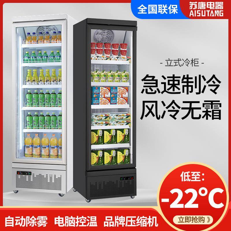 超市单门冷冻展示柜食品水饺展示冷冻柜立式风冷冷冻冰柜展柜
