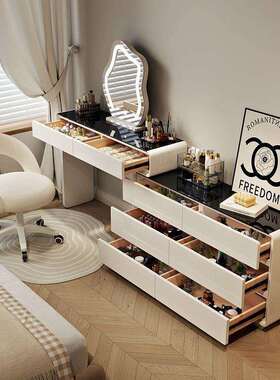 款新奶油风30CM宽梳妆台斗柜体转卧角可Q-82#伸缩收纳室床尾柜一