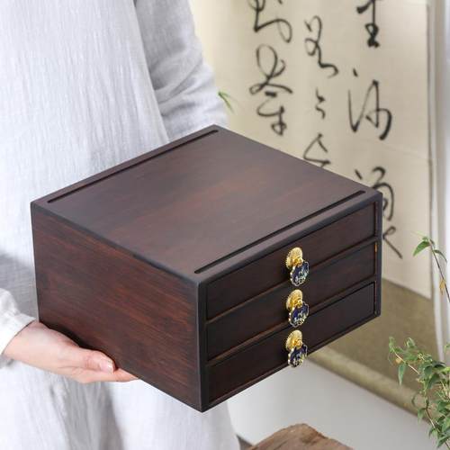 可叠加竹制普洱茶盒茶饼收纳盒多层茶仓茶具配件分茶赏茶盘储茶罐