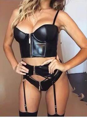 Women Secret Underwear Pu Leather Bras For Women Sexy Push