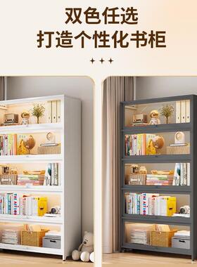 钢制柜家用玻璃带门防书柜尘多层靠墙书架柜收纳储物XHU柜铁皮书
