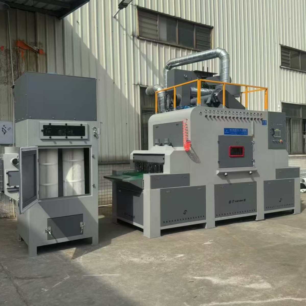 通过式自动喷砂机厂家大型铁锅滑块玻璃压铸铝件铝板表面喷砂设备