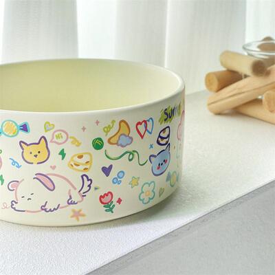 Graffiti cute cat bowl ceramic water bowl dog food bowl