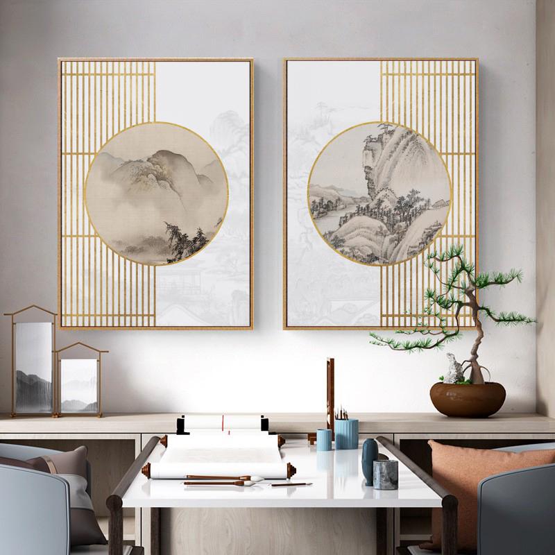 挂画禅意中式客厅画办公室荷花背景墙壁简约茶室装饰画餐厅创意新图片