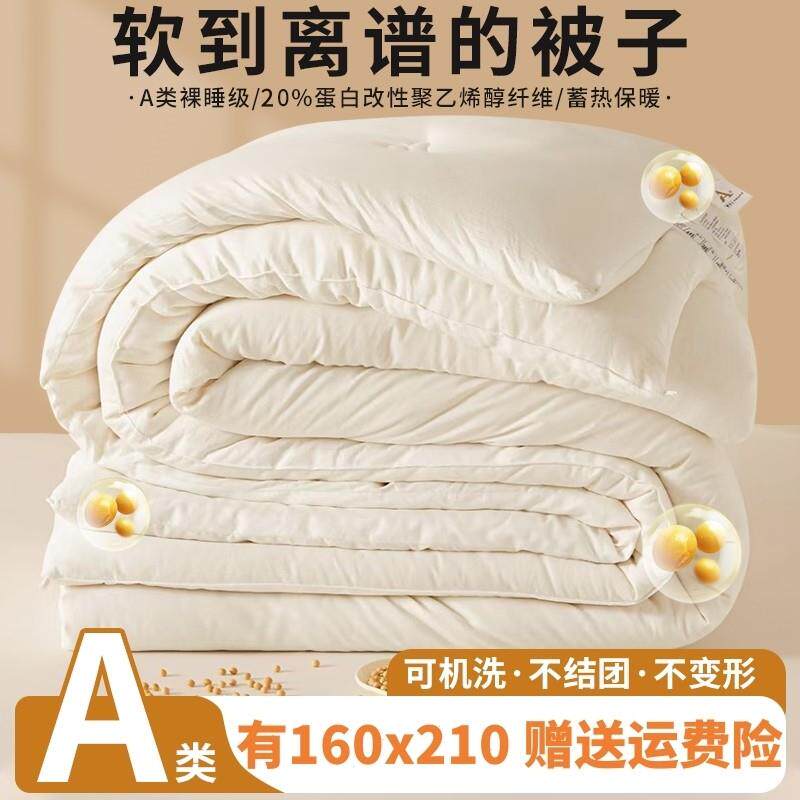 夏被160x210大豆纤维子母被冬被加厚保暖春秋被芯单双人1米6乘2.1