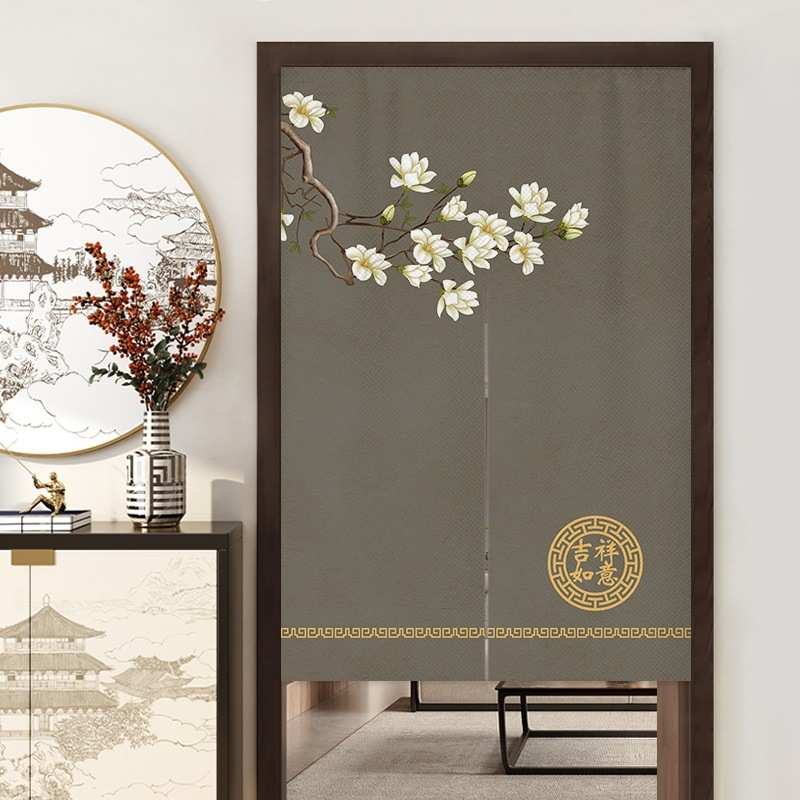 挂帘帘玄关半中式新打孔卧室遮挡家用免隔断厕所帘厨房帘门帘入户