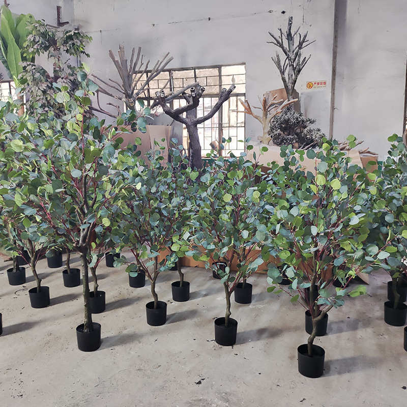 叶盆栽盆景尤加利欧风  叶植物北仿真尤摆件圆圆加利家居批发绿化