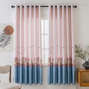 2025新款窗帘布成品简约现代卧室客厅半遮光短窗帘2米高正品短帘