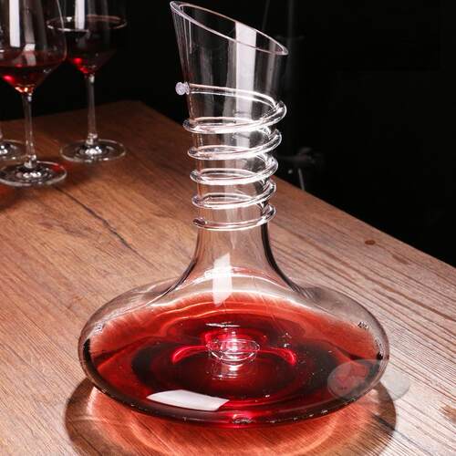 正品水璃天玻鹅醒酒器斜口酒壶带把红酒杯分盛酒器倒酒器家晶用酒
