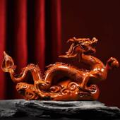 木雕摆件龙实木头雕刻十二生肖家居装 饰客厅书架办公司工艺贺礼品