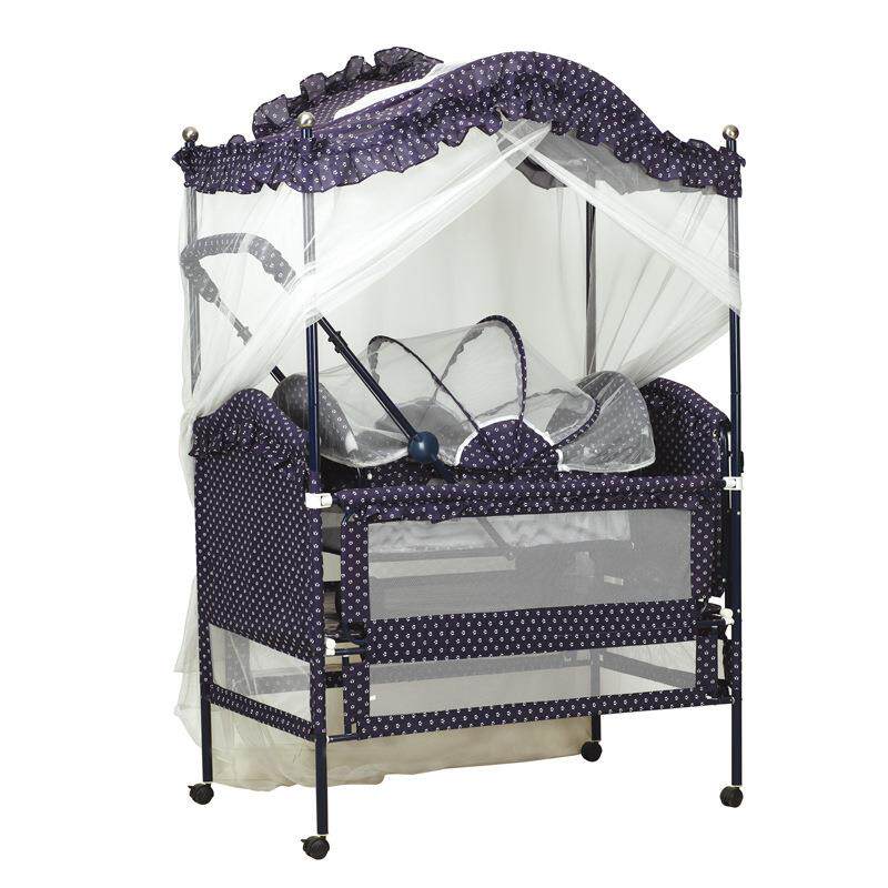 婴儿床摇篮床宝宝加长床BB铁床童床小手推车床小床拼接大床送蚊帐