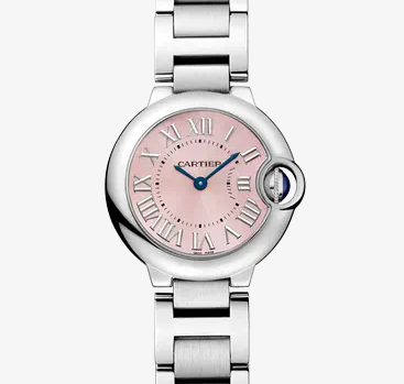 [9.8新]卡地亚蓝气球粉面28mm石英女表W6920038