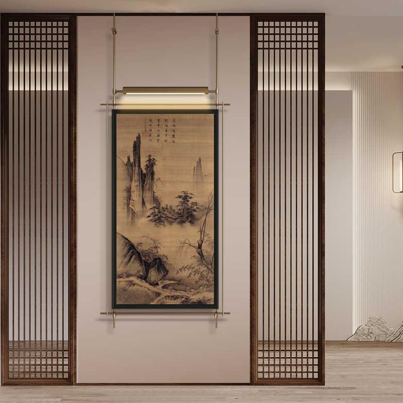 铁艺立体壁饰轻奢挂画挂餐厅中带灯复古玄关古风别墅高级吊杆装饰