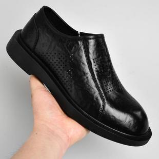 真皮025新一款 男款 夏季 透气软2底脚蹬男商务正装 士 正品 休闲鞋 皮鞋
