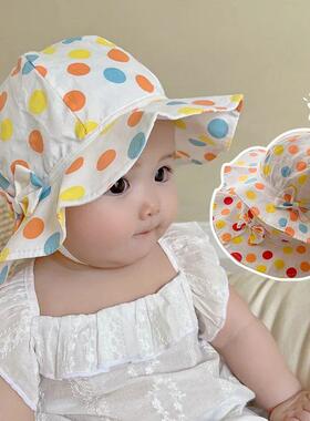 Baby Girl Summer Bucket Hat Dot Bowknot Baby Hats Cute Wide
