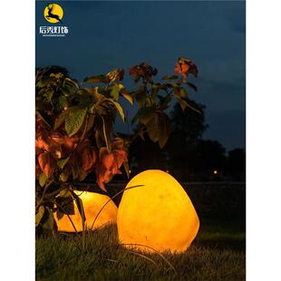 太阳能户外发光石灯室外真石头灯花园庭院景观灯别墅装饰草坪灯