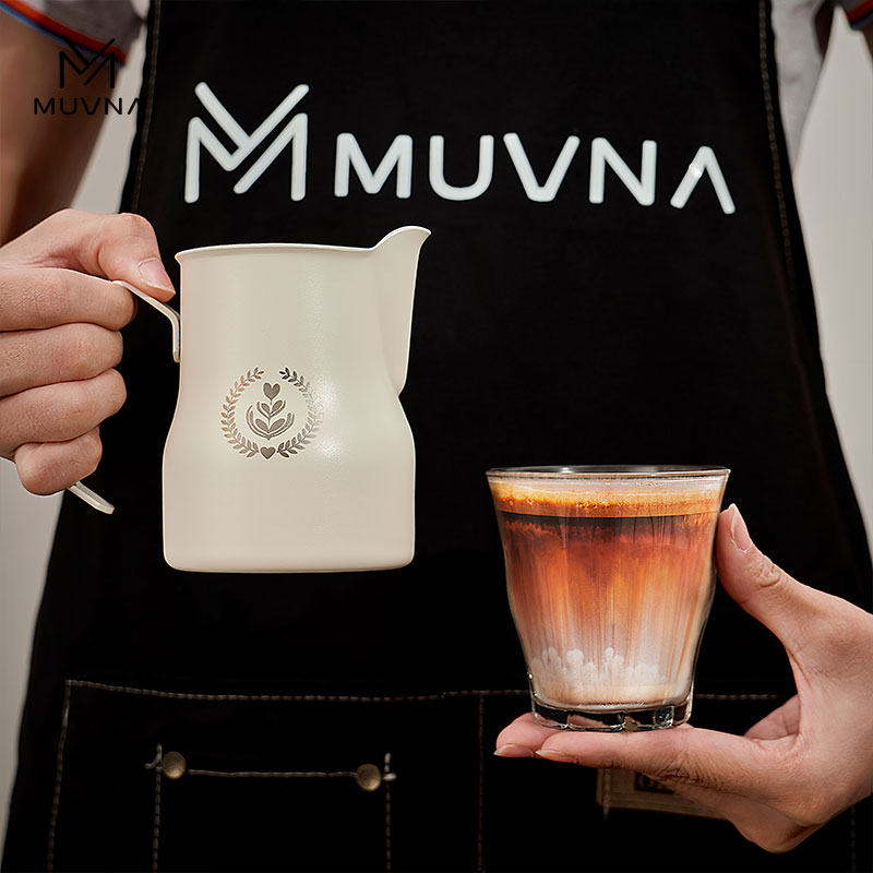 MUVNA意式咖啡打奶杯304不锈钢大肚打奶缸奶泡杯350/450ml拉花杯