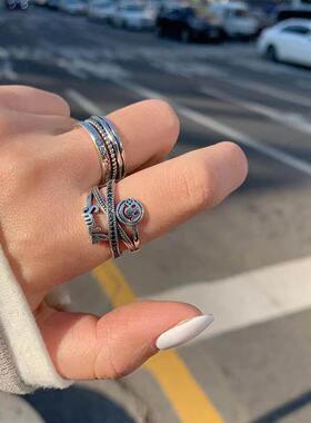 Unisex Geometric Jewelry Collection Retro Thai Silver Ring E