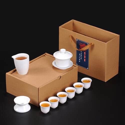 正品亿茶峰定制手工陶瓷功夫茶具套茶装整套家用白玉海瓷杯茶泡壶