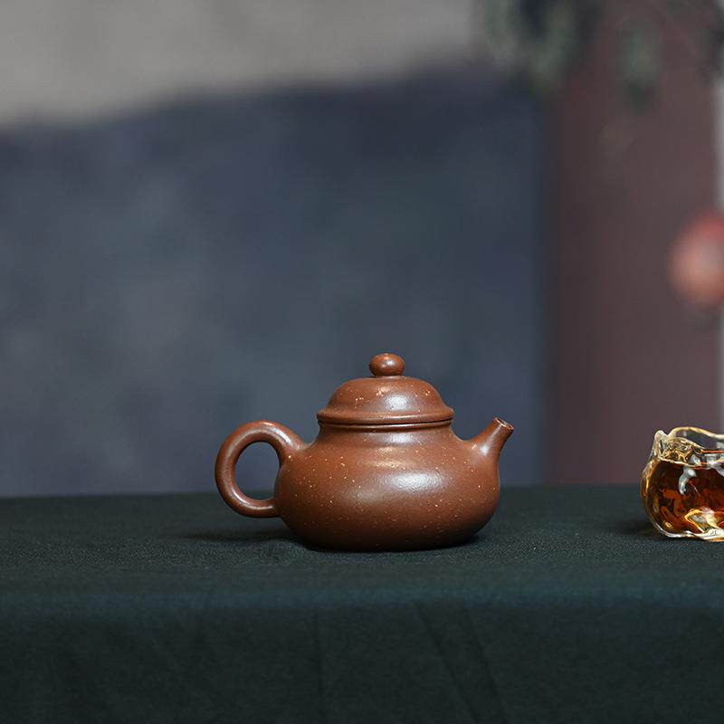原矿紫泥纯手工容天130ML小品光素自用宜兴紫砂壶功夫泡茶壶茶具
