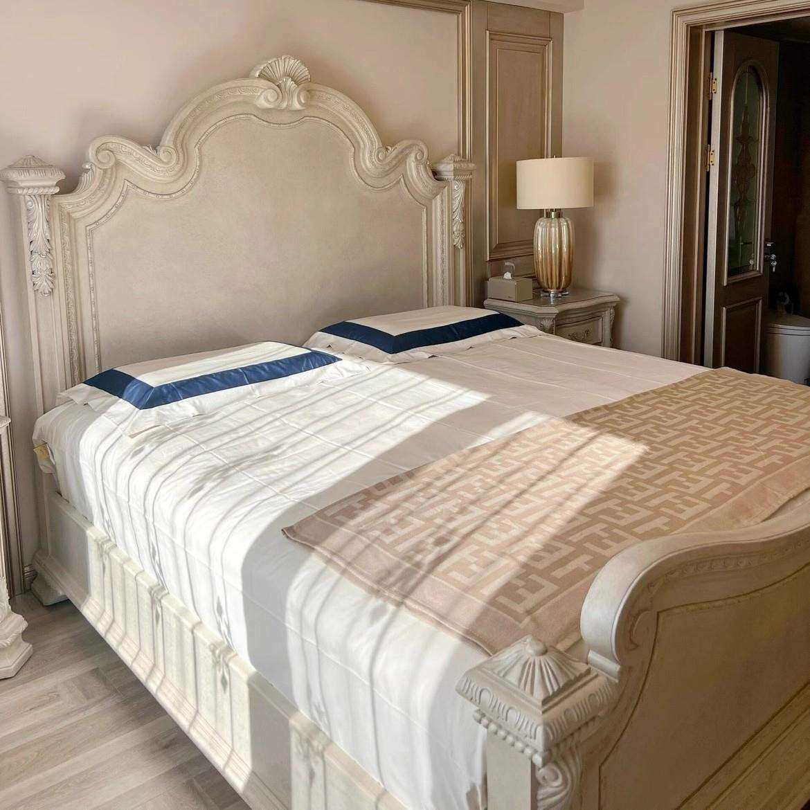 ART复兴印记实木床美式橡木复古高背1.8米双人床主卧法式雕花婚床