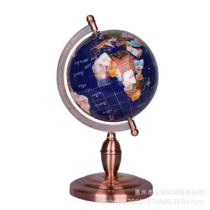 蓝色宝石地球仪33cm大号 欧式工艺品 办公室书房摆件拉丝工艺礼品