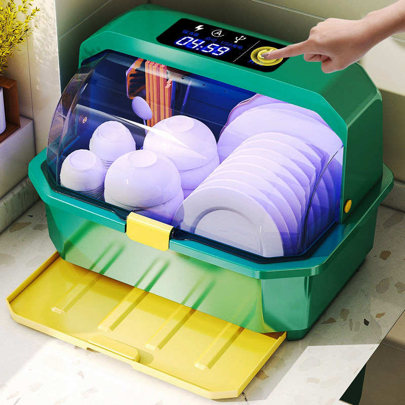 碗柜收纳多功能放碗消毒厨房置物架带盖箱碗碟家用碗筷沥水收纳盒