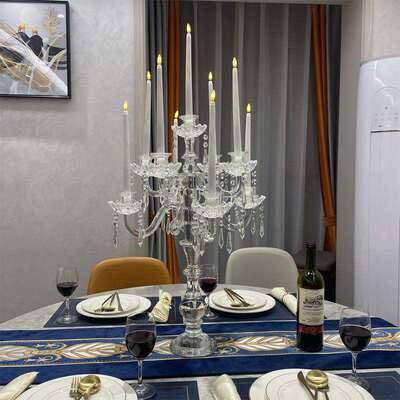 直销九头水晶烛台婚庆欧式烛台摆件样板房装饰烛光晚餐现货