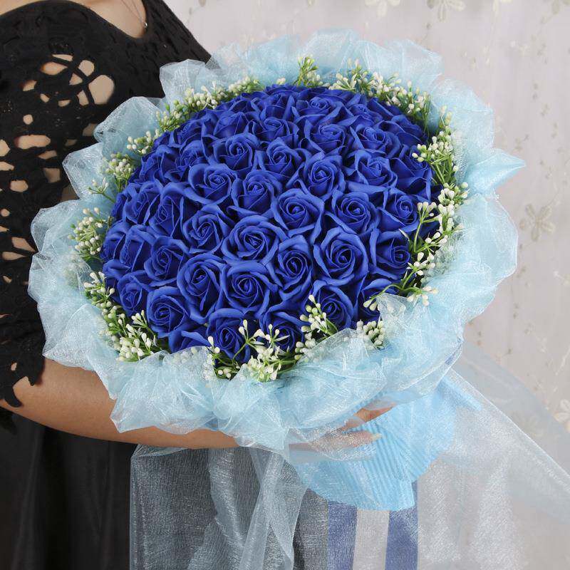 52朵仿真情玫瑰A054香皂花花束玫瑰手捧花人厂节520生日礼物家