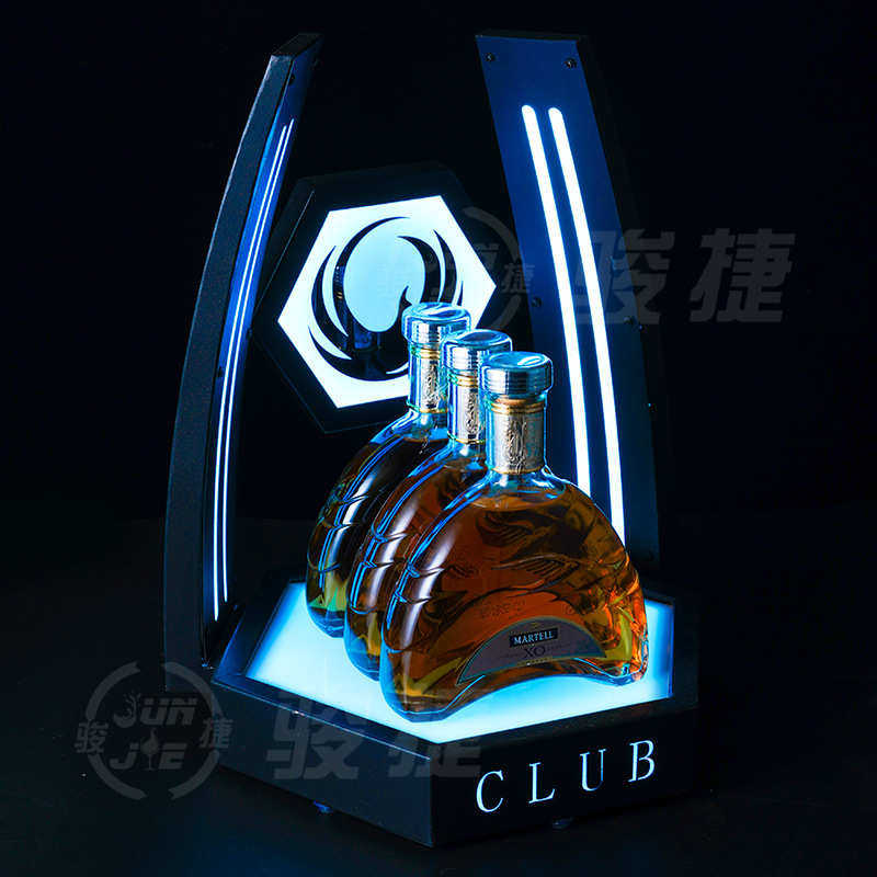 厂家批发黑铁LED发光酒座酒吧KTV洋酒香槟酒鸡尾酒酒座七彩展示架