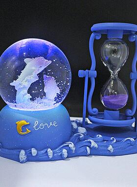 同学毕业礼物女沙漏水晶球发光摆件儿童节礼品生日30秒时间计时器