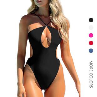 R 60355 Women's cross strap cutout swimsuit 女士交叉带镂空泳