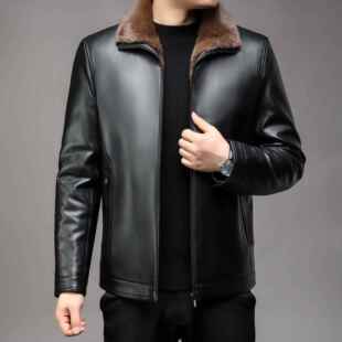 加厚绒保暖外9986 毛一体夹克新款 BB套加真皮 冬季 海宁皮衣皮男士