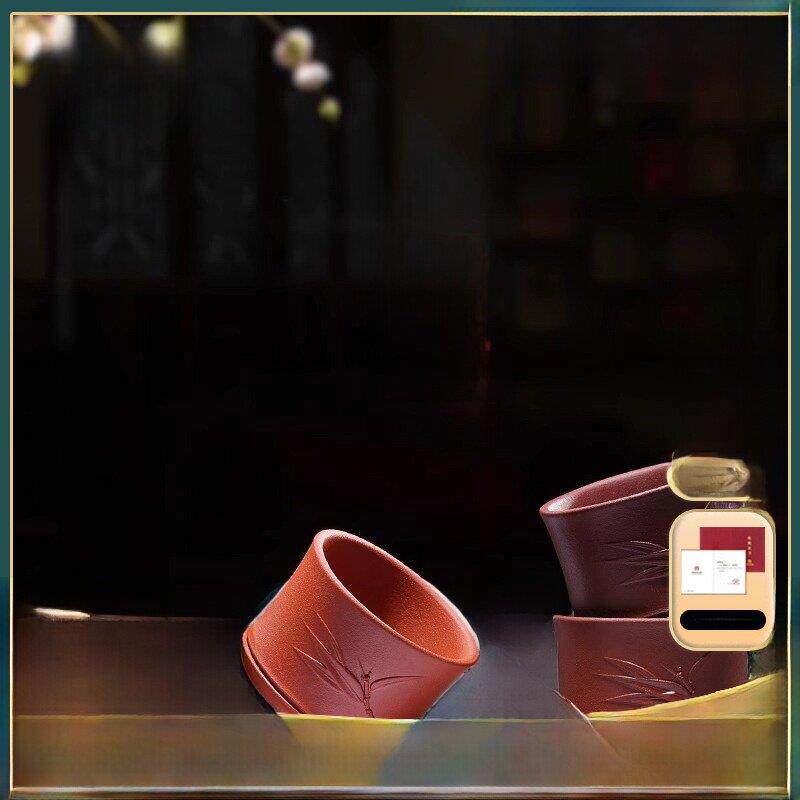 宜兴紫砂功夫茶杯个人专用主人杯单杯茶碗单个品茗杯竹节杯喝茶杯