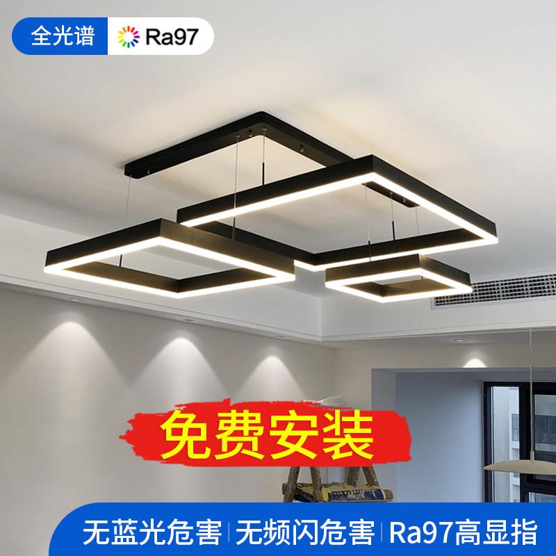 2025年新款客厅灯现代简约大气主灯客厅吊灯极简网红方块灯具套餐