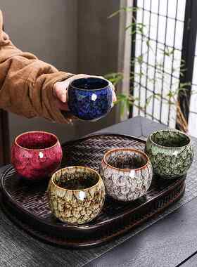 窑变盒茶盏主人杯单杯式陶瓷建盏五行中杯杯套礼装功夫品茗大茶子
