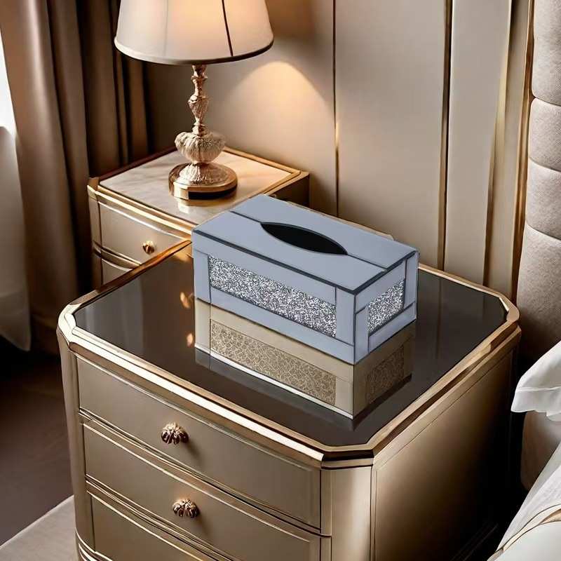 纸巾盒高级感轻奢创意酒店床头柜抽纸盒简约风桌面茶几水晶纸巾盒