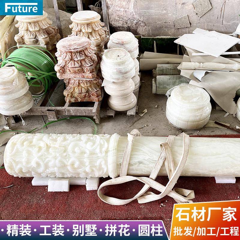 大理石线条圆柱 别墅酒店装修工程石材成品 罗马柱门窗套厂家直销