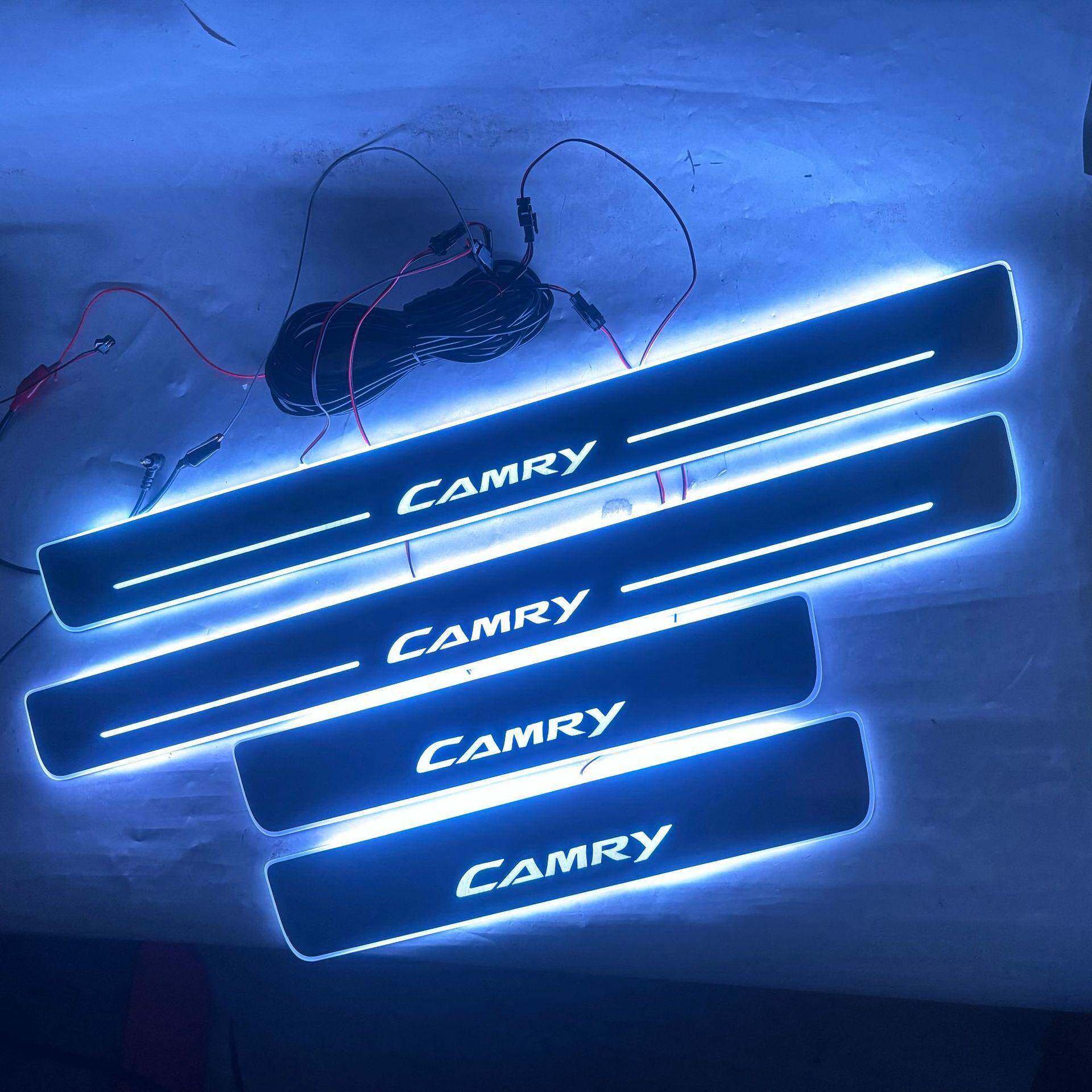 4片 适用于7代凯美瑞 CAMRY 流光动态门槛条 带LED灯迎宾踏板改装
