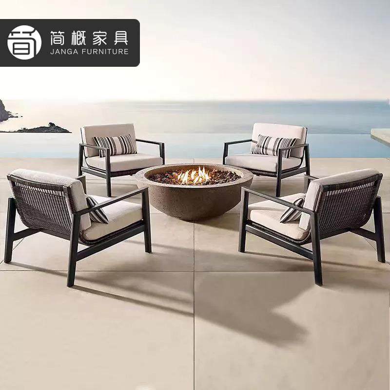 户607外高端椅露柚木别墅沙发酒店台休闲沙发庭院防水防晒藤金属,住宅家具,户外沙发,淘宝优惠券,粉丝福利购,淘宝优惠卷