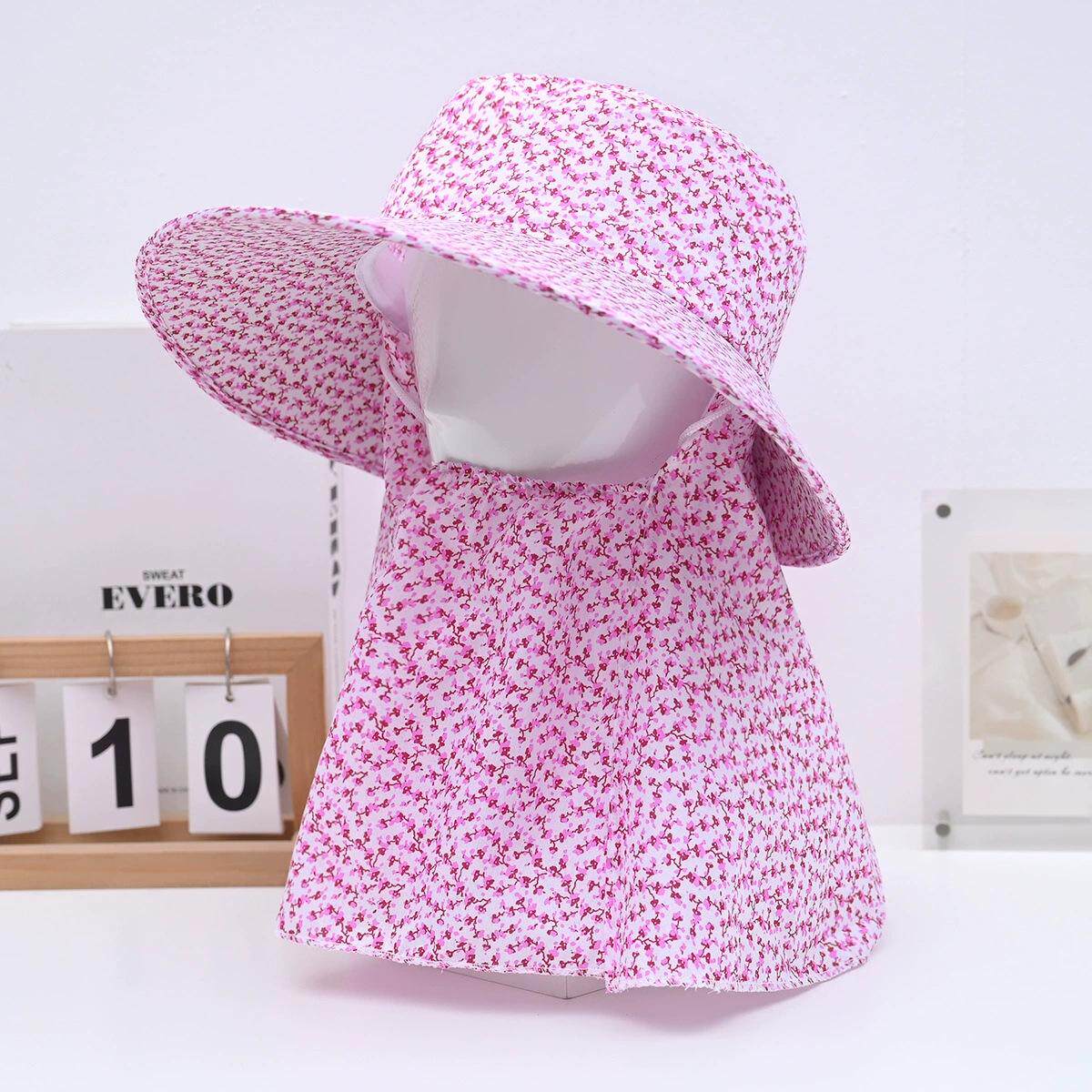 季女防紫外线太阳帽骑车防风帽防晒遮脸帽子采茶帽布帽