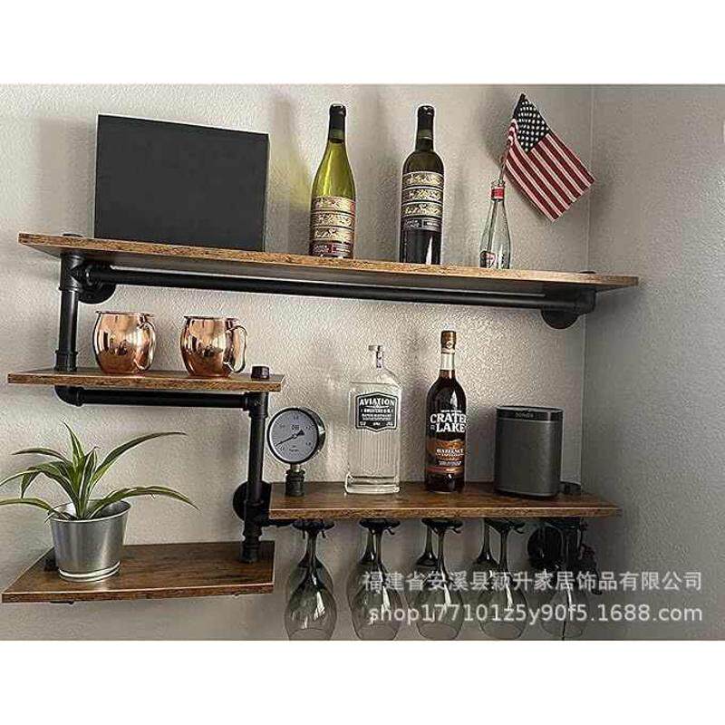 风置美发店酒吧工业墙上装饰物架置壁挂架物式书架餐厅实木