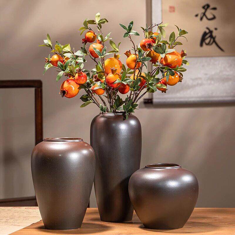 景德镇高档陶瓷花瓶水培水培插花花器摆件彷古鎏金釉干燥花复古花
