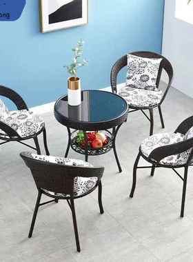 藤椅三件套阳台小桌椅室外露天户外庭院茶几组合休闲藤编靠背椅子