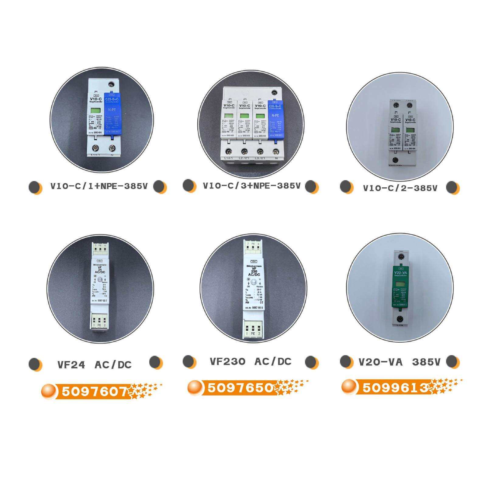 OBO电涌防雷器5097607 VF24 AC/DC原装避雷器三相2级浪涌保护器