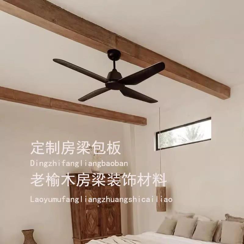 老榆木实木假梁吊顶装饰风化门板木板原木民宿房梁建筑包板定制图片
