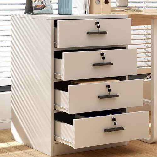 文件柜资料柜办公桌下收纳柜办公室柜子带锁储物柜矮柜木质小柜子