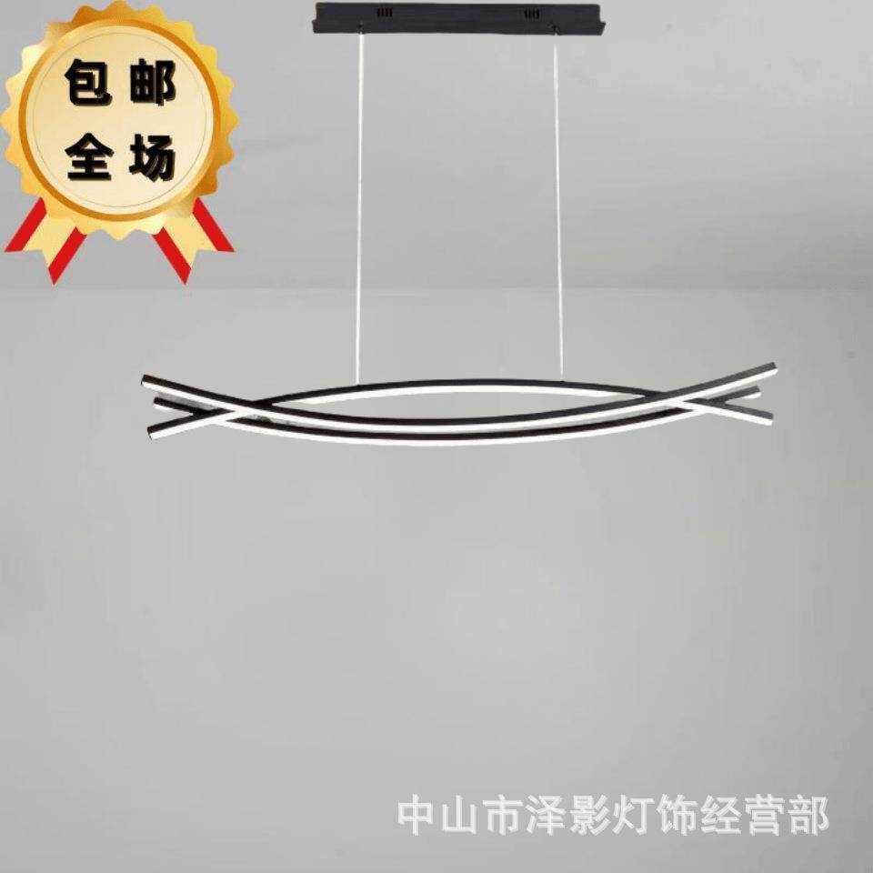 意式极简线条餐厅吊灯现代北欧设计师款厨房岛台吧台茶室个性吊灯